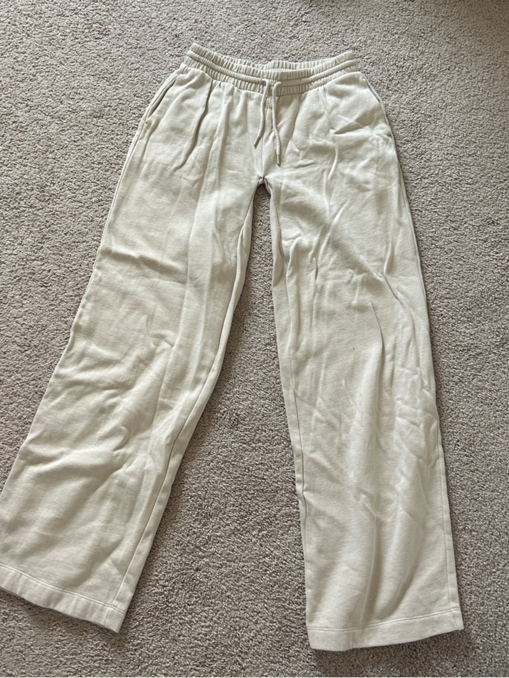 Old Navy Cream Wide-Leg Drawstring Track Pants